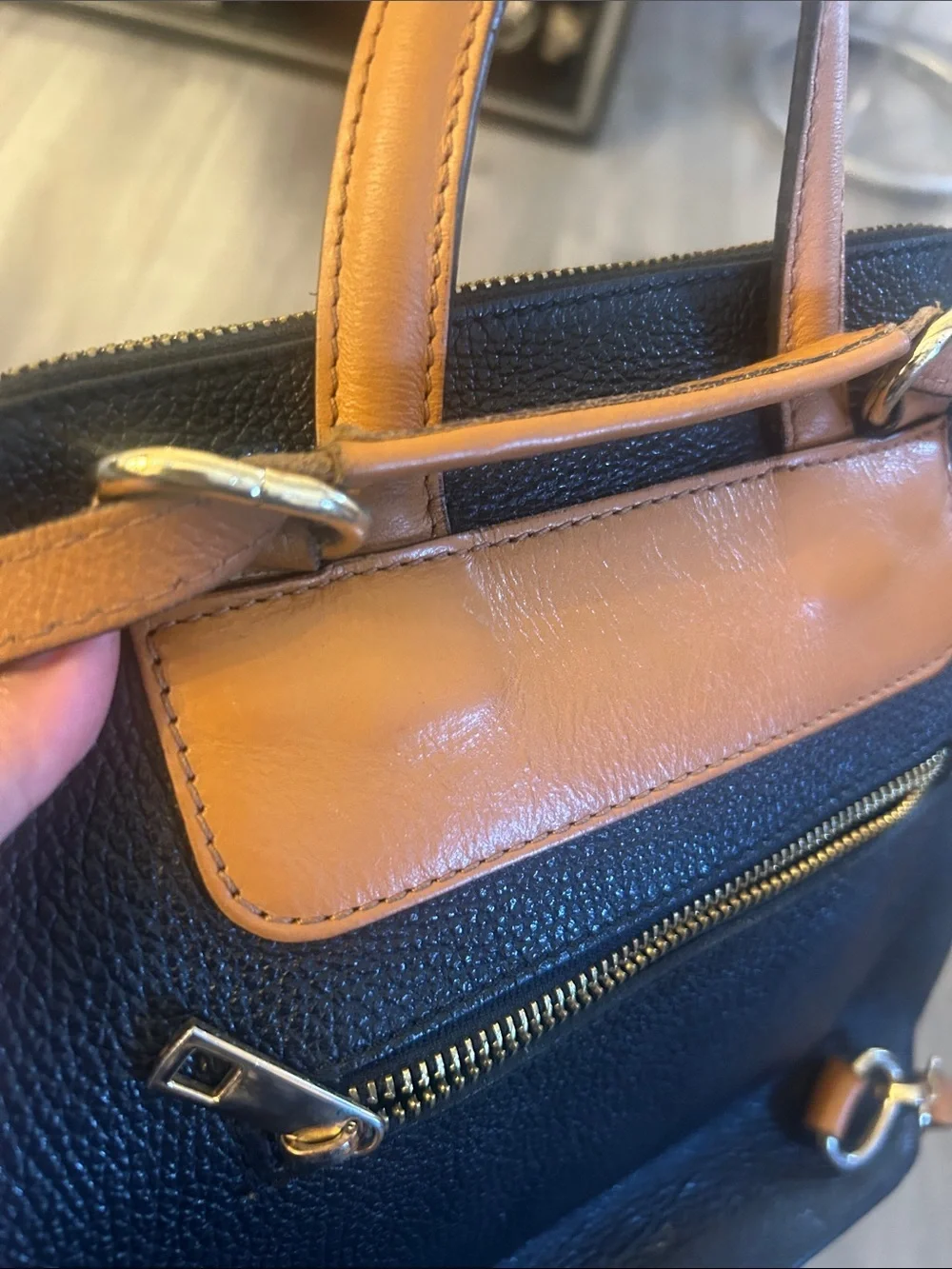 Divina Firenze Two-Tone Leather Backpack in Black & Tan